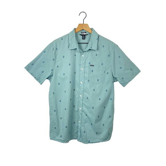 Vans modern fit blue button up short sleeve shirt large - Picture 1 of 5